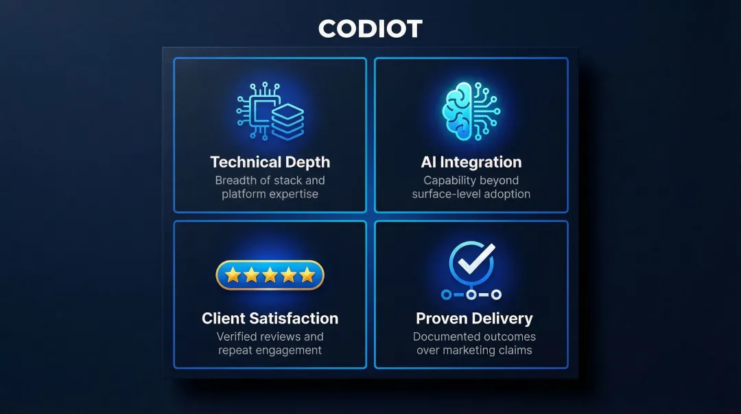 Four criteria for evaluating top app development companies in 2026