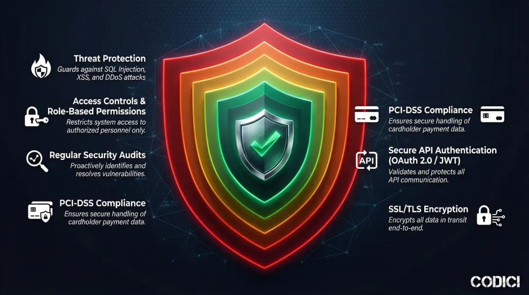 eCommerce development security layers checklist with six essential protection measures