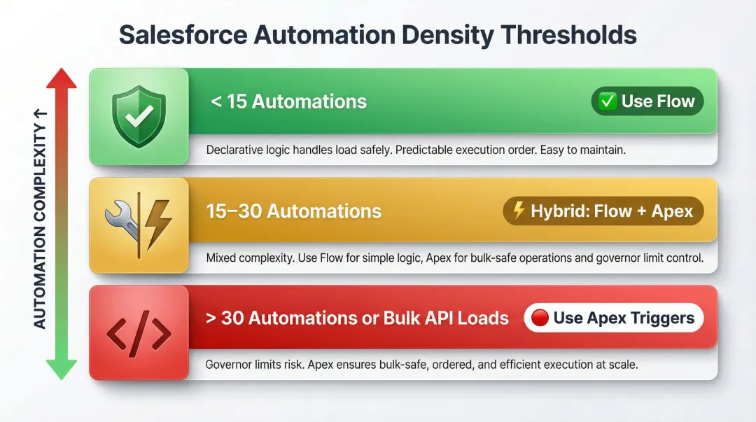 Salesforce automation density decision framework low medium high threshold guide