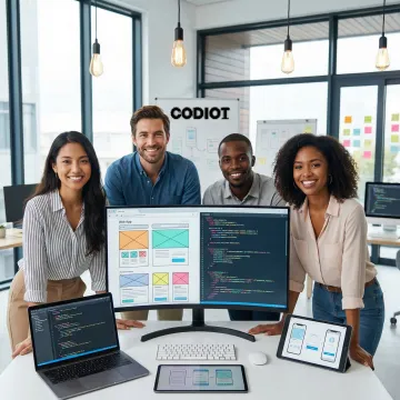 Codiot web app development agency team working on a modern web application project