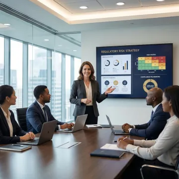 Compliance specialist advising a bank executive on regulatory requirements