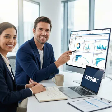 Salesforce consultant working with a client on CRM implementation and dashboard configuration