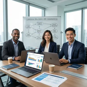Salesforce implementation team collaborating on CRM setup for a commercial real estate firm