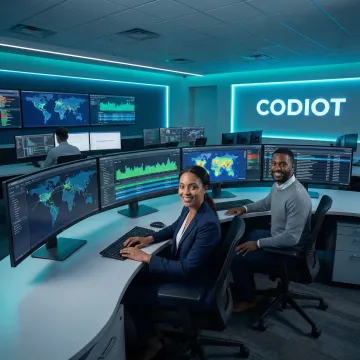 Enterprise security team monitoring cyber resilience dashboards in a modern operations center