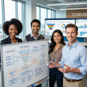 Salesforce consulting team collaborating on CRM strategy in a meeting room