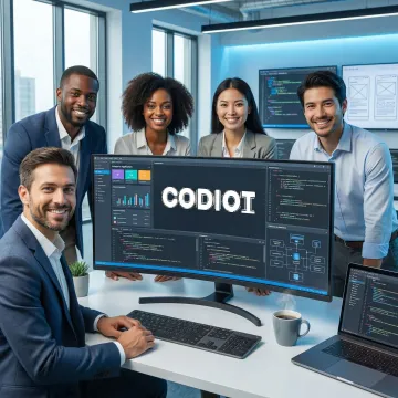 Enterprise software development team collaborating on custom digital solutions