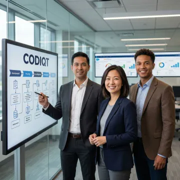 Step-by-step Salesforce data migration process illustrated on a whiteboard