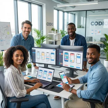 Cross platform app development team working on mobile and web applications in the USA