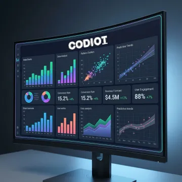 AI-powered data mining dashboard showing patterns and predictive insights