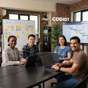 Enterprise web application development process with agile sprint planning and code review