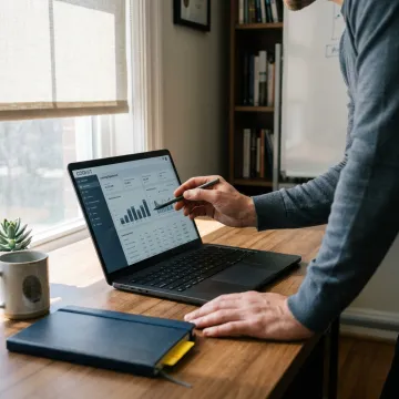 Cloud loan origination dashboard on laptop