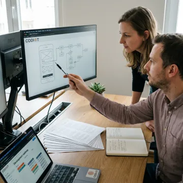 Team planning an enterprise mobile app development process