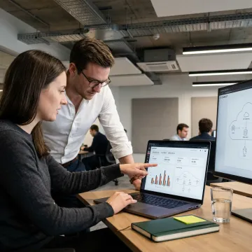 Data analytics dashboard on business workstation