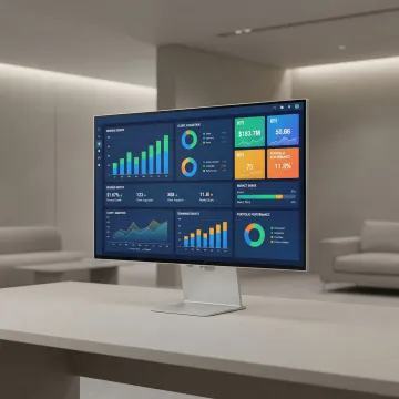 Data visualization dashboard showing interactive charts and analytics on a monitor