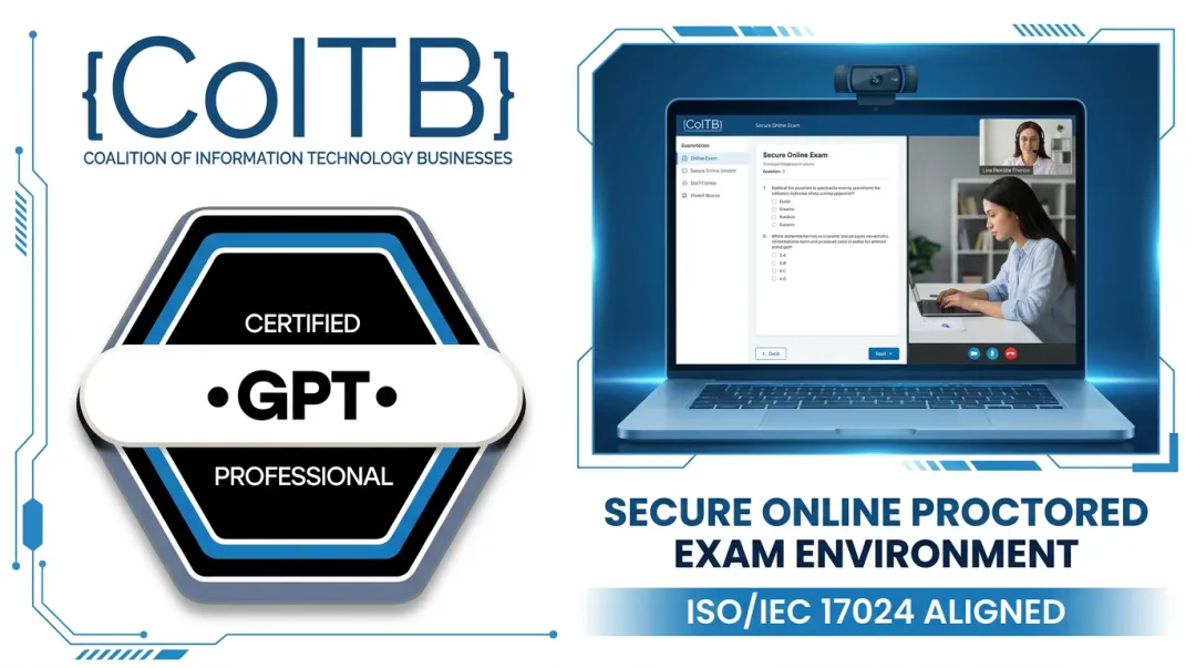 COITB Certified GPT Professional credential digital badge and exam interface