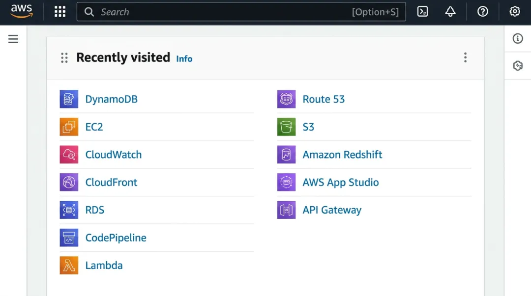 AWS cloud developer console interface showing serverless and CI/CD pipeline tools