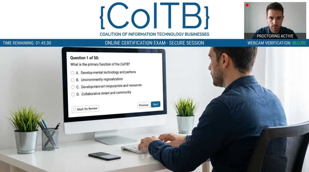 COITB Professional Python Developer Certification exam interface and proctoring setup