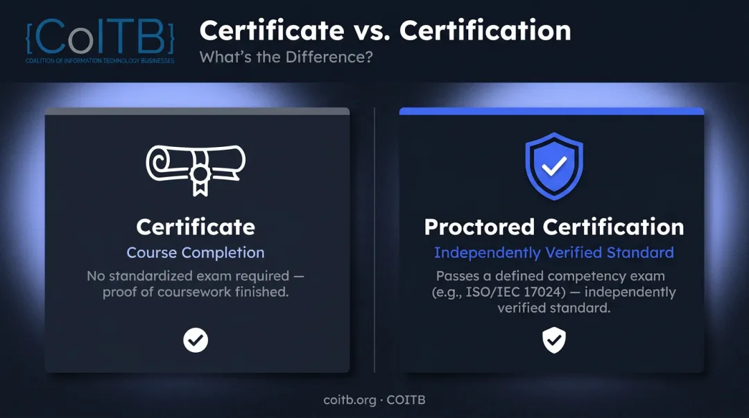 Certificate versus certification key differences comparison infographic for job seekers
