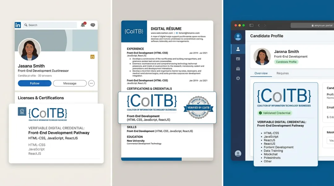 COITB ISO IEC 17024 aligned digital badge on LinkedIn profile and resume