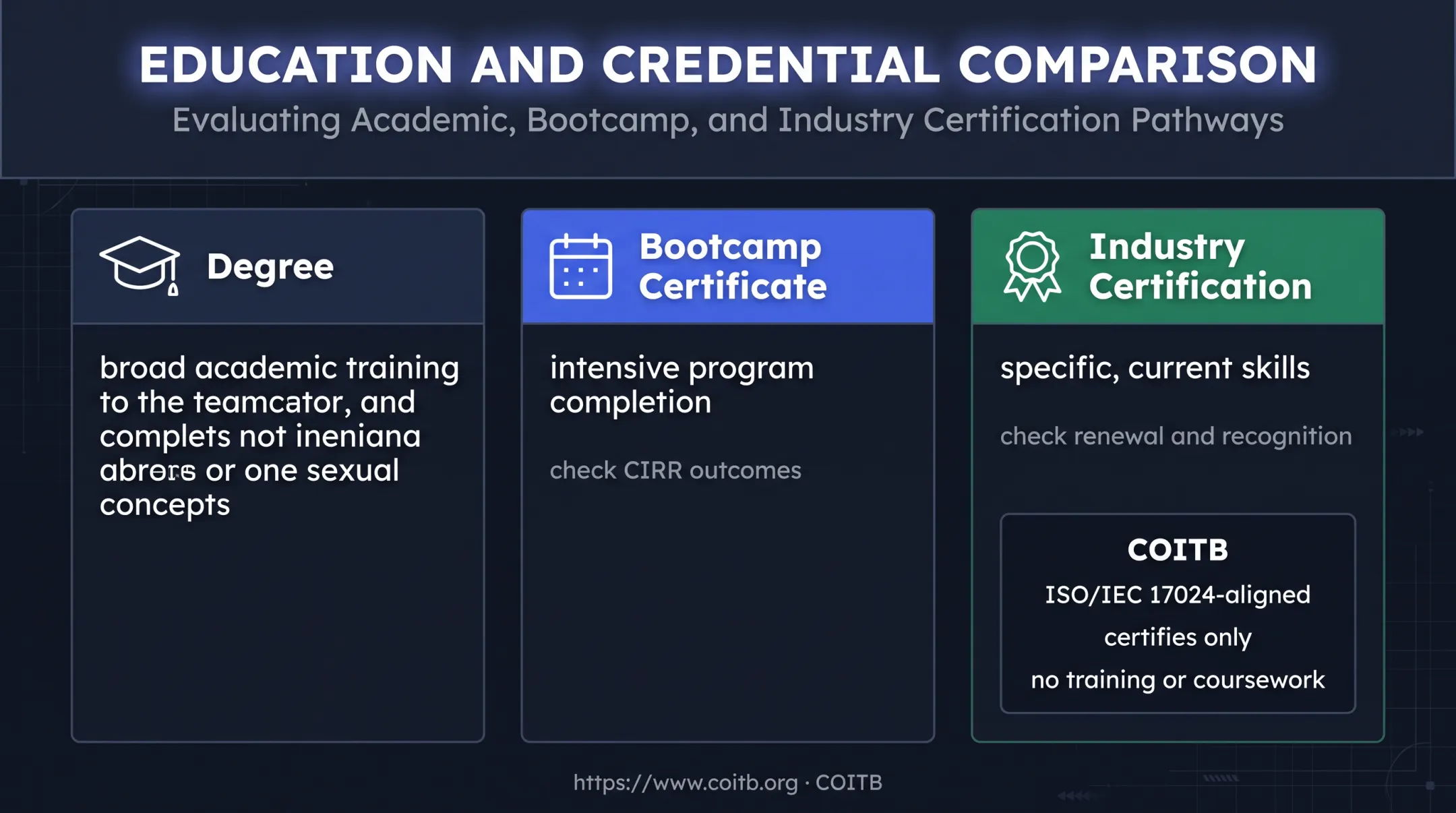 Comparison of degree bootcamp and industry software credentials