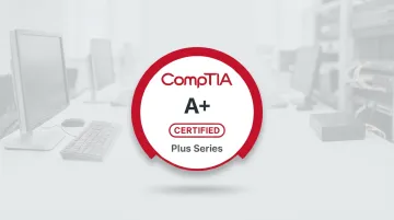 CompTIA A+ certification exam preparation study materials and credential badge