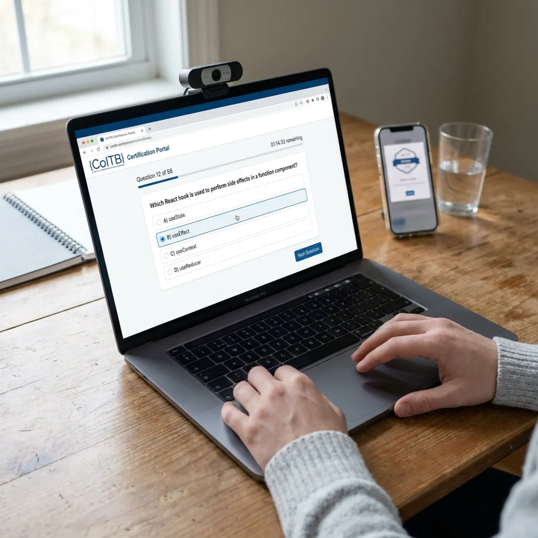 Candidate completing online certification steps