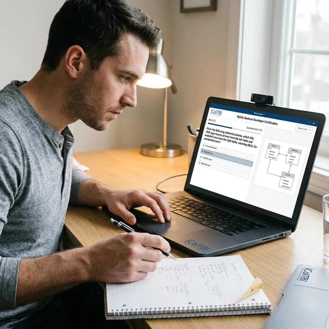 Candidate taking online SQL certification exam