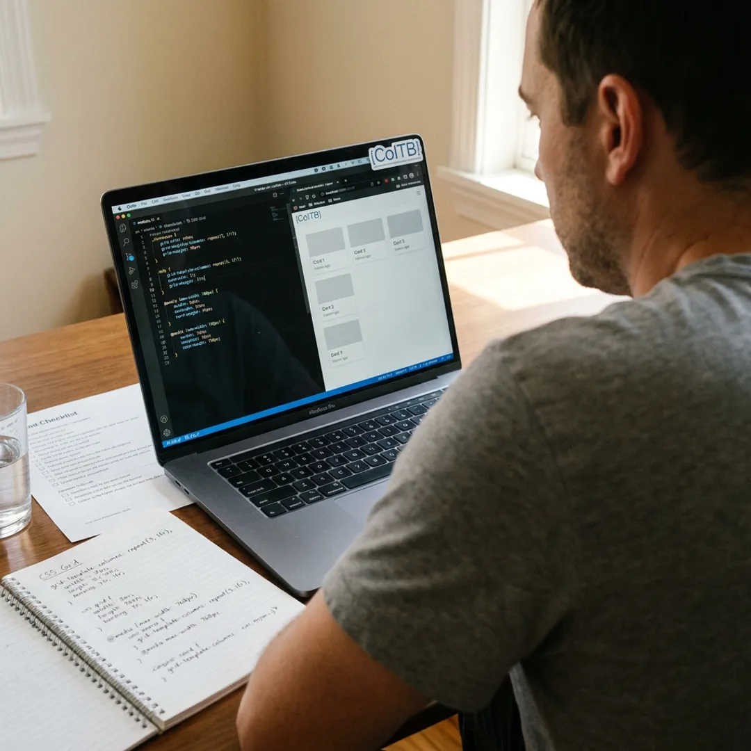 Student learning CSS Grid online