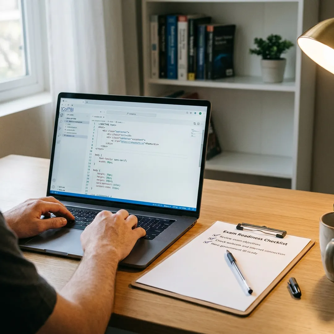 Candidate taking an online CSS certification exam