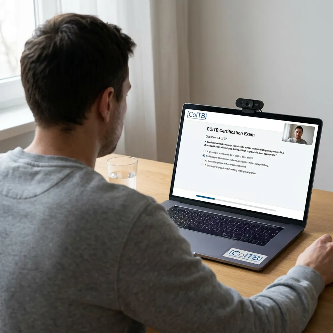 Candidate taking an online certification exam