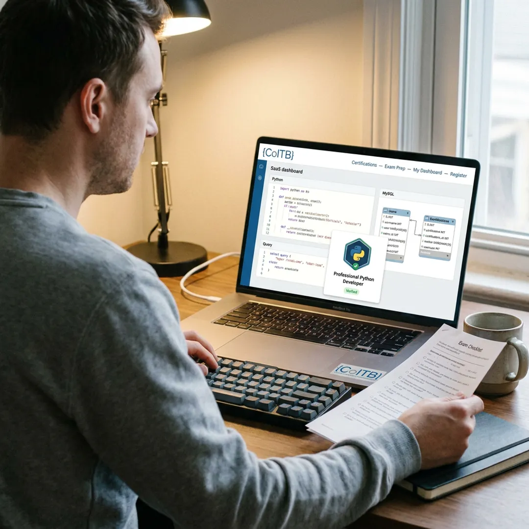 Back-end certification candidate reviewing database skills
