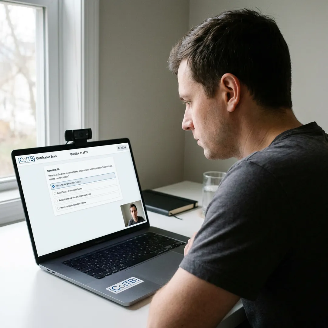 Candidate taking an online IT certification exam