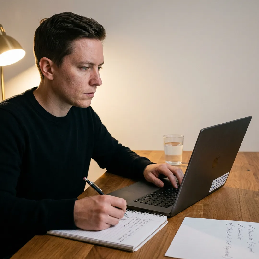 Candidate preparing for online design certification exam