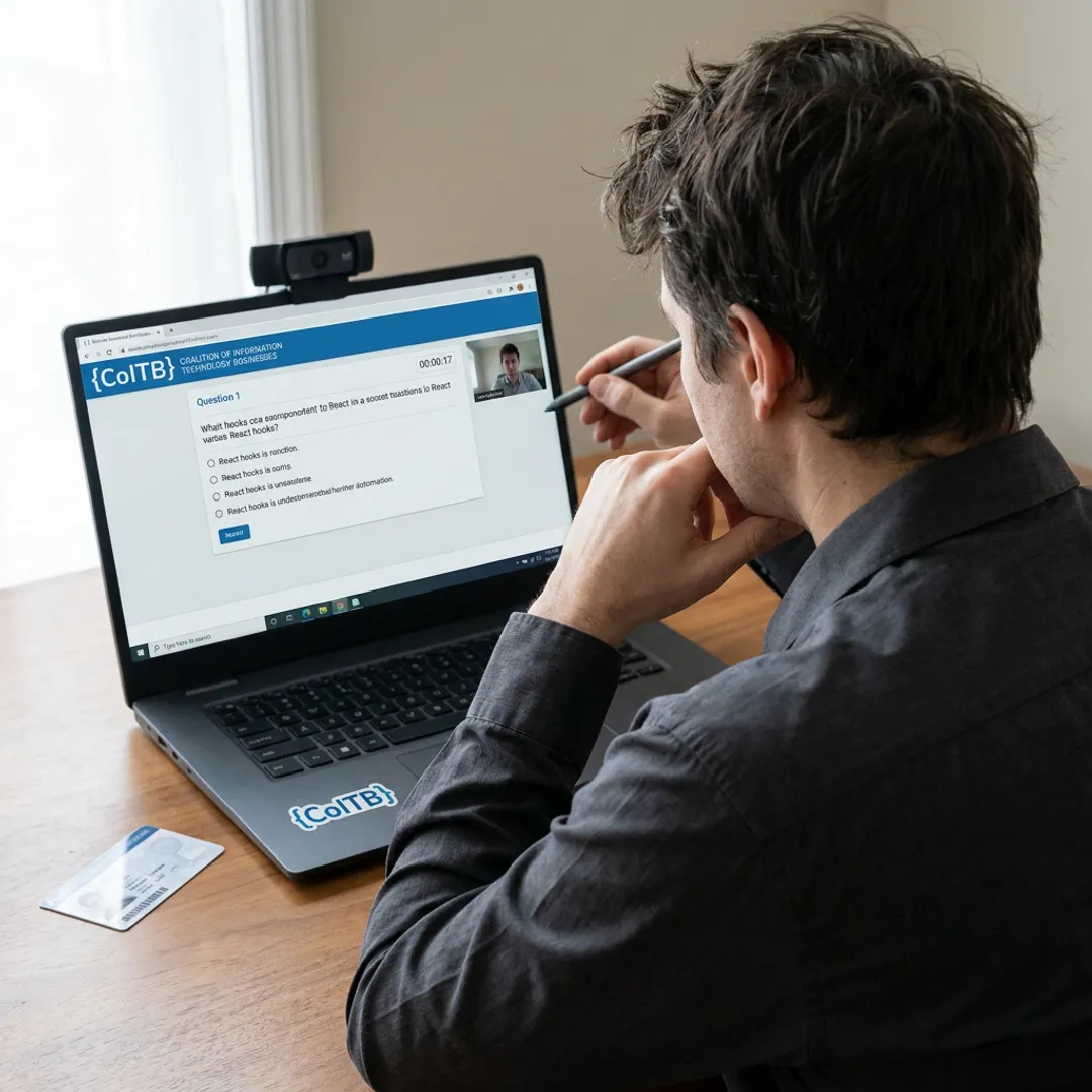 Candidate taking online certification exam