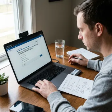 Candidate taking an online SQL certification exam