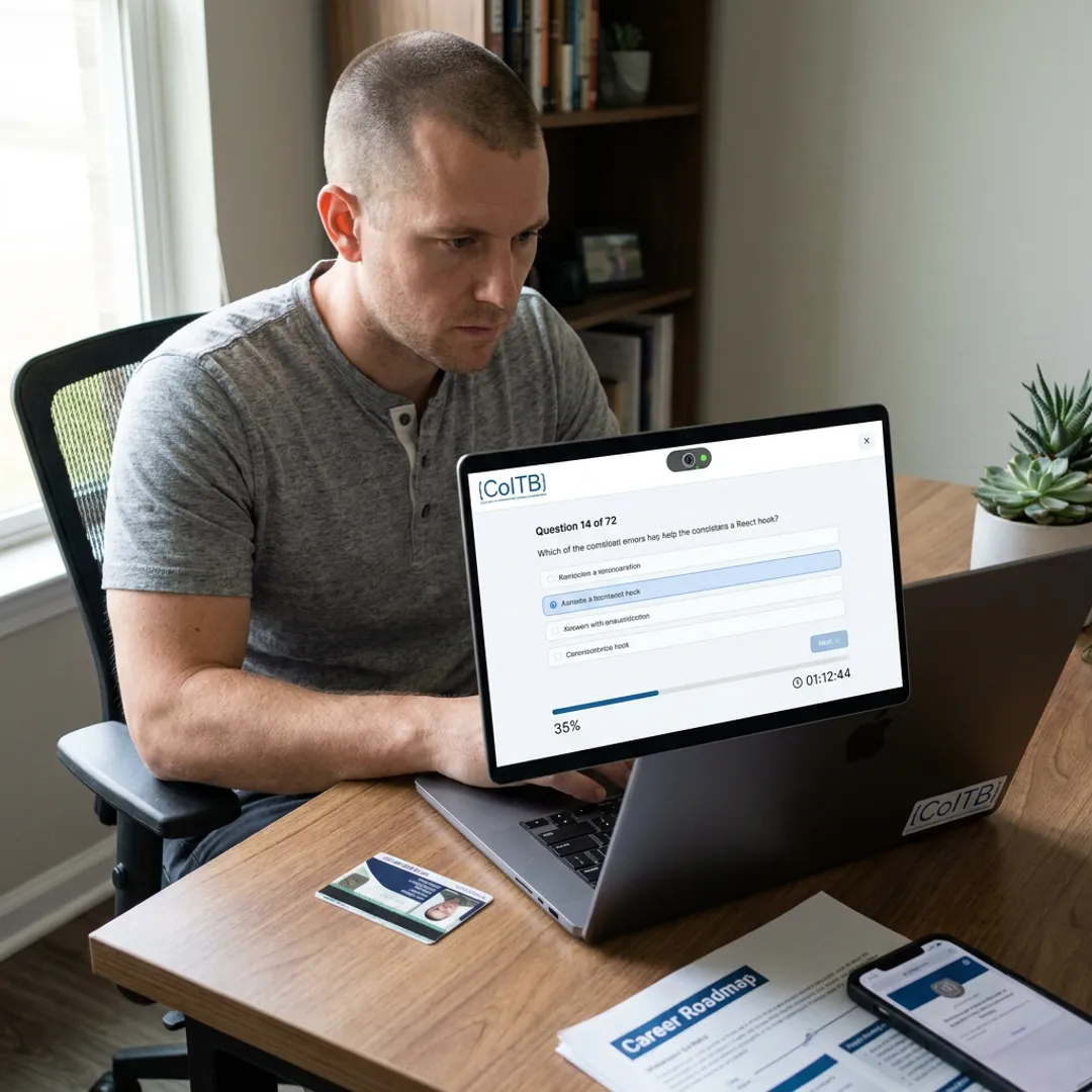 Veteran taking an online certification exam