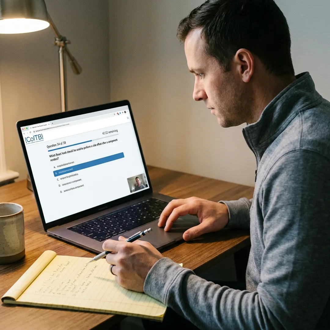 Candidate taking online AI certification exam