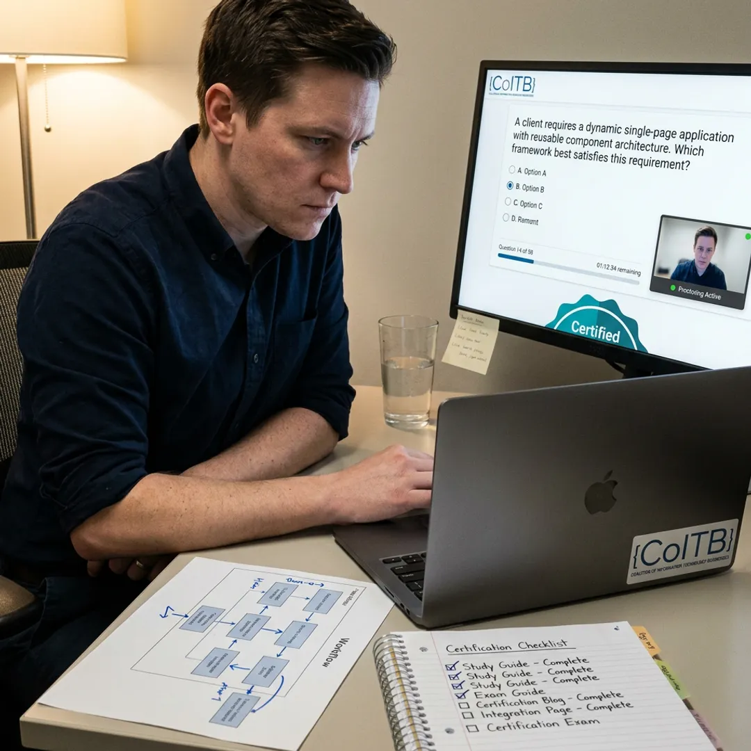 Business analyst preparing for an online generative AI certification exam