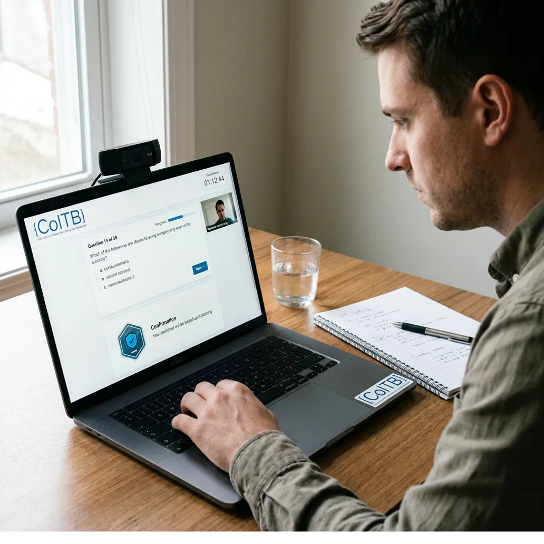 Online certification candidate reviewing exam options