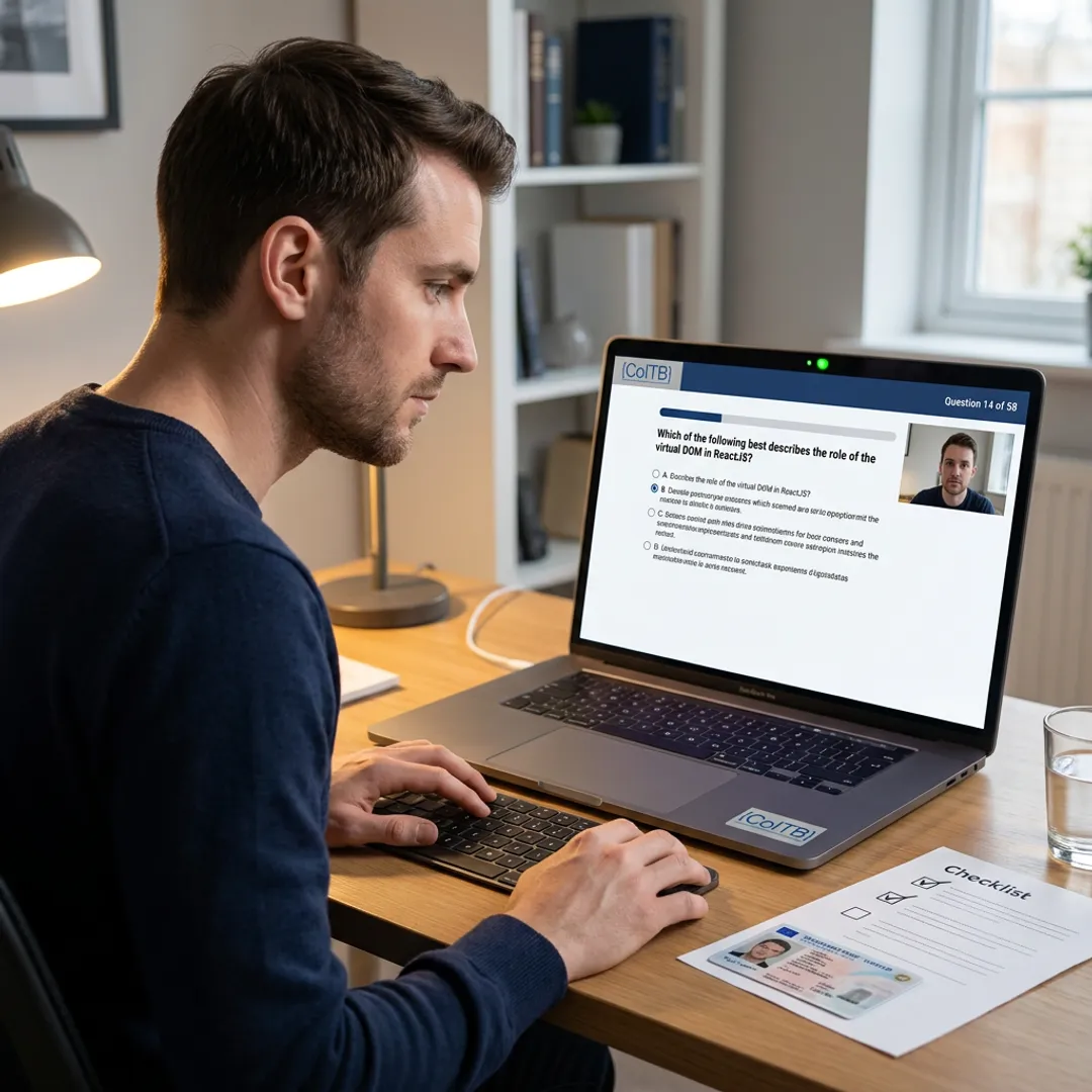 Candidate preparing for an online proctored certification exam