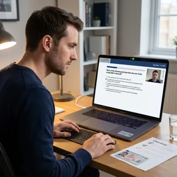 Candidate preparing for an online proctored certification exam