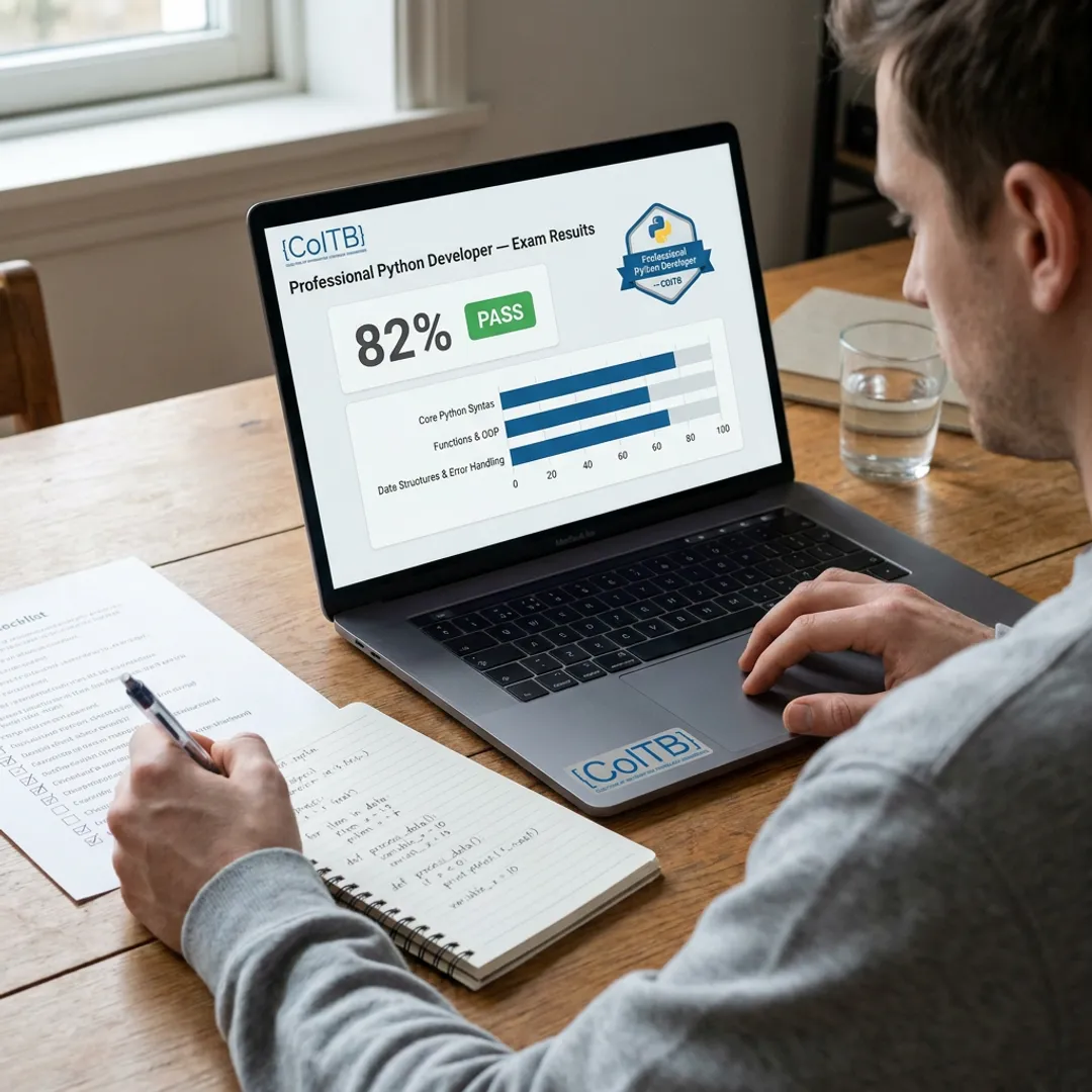 Candidate reviewing Python practice test results