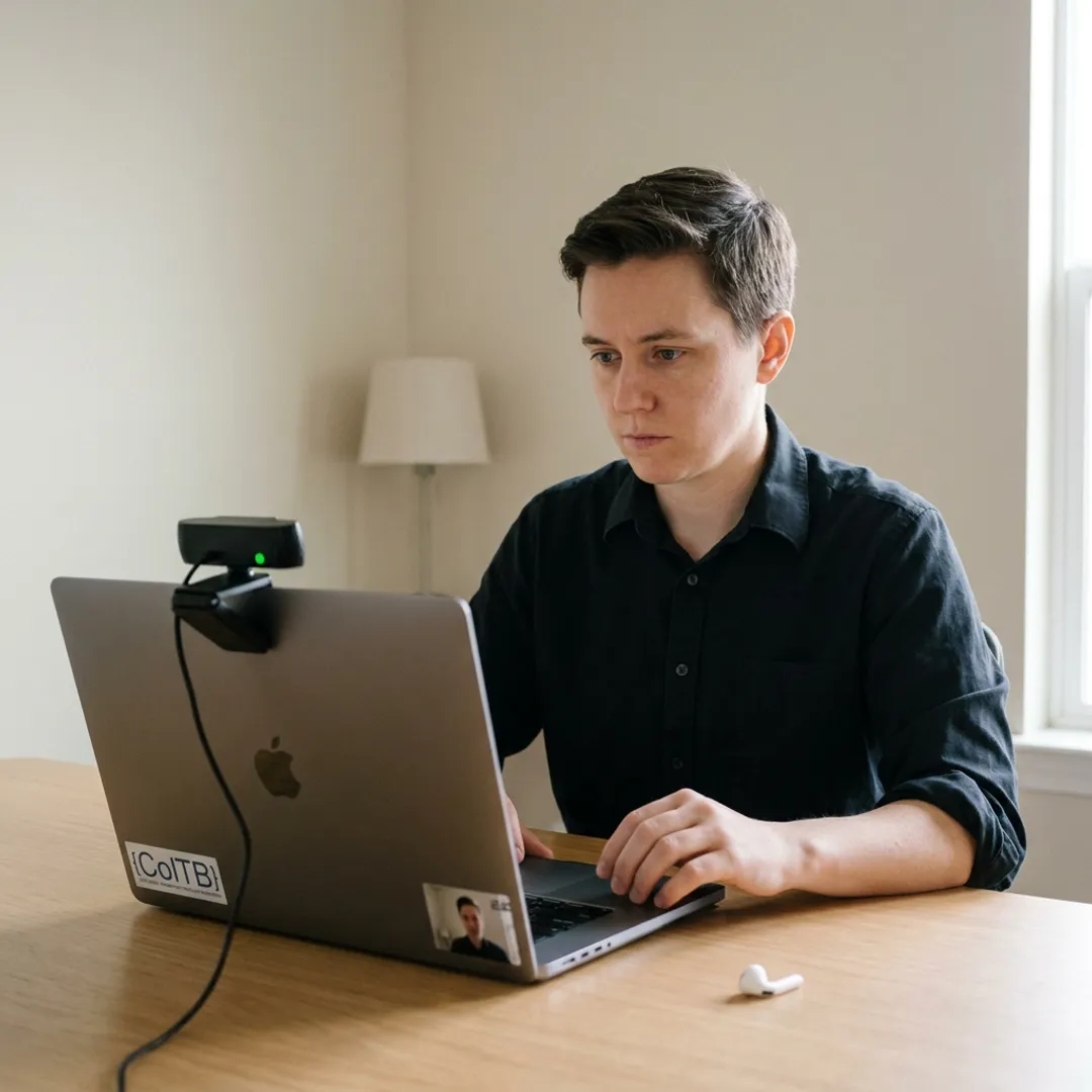 Candidate taking online AI certification exam