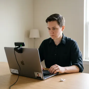 Candidate taking online AI certification exam