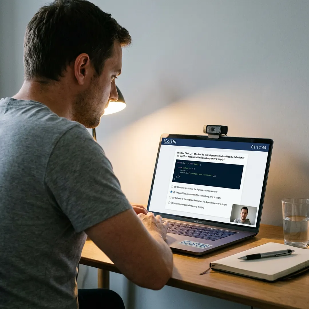 Candidate taking online certification exam