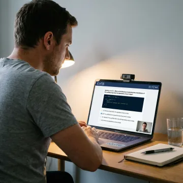 Candidate taking online certification exam