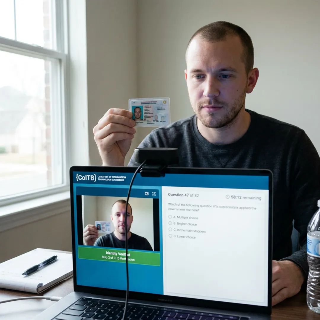 Candidate taking online proctored certification exam