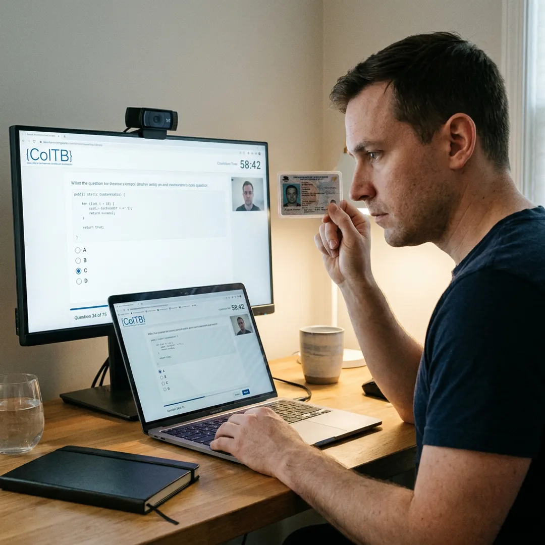 Online IT certification exam with secure proctoring