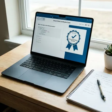 Python certification exam on laptop