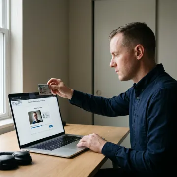 Candidate completing an online React certification exam
